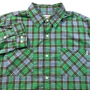 Carhartt Plaid Button Up Shirt Mens L Green Blue Long Sleeve Lightweight 2011